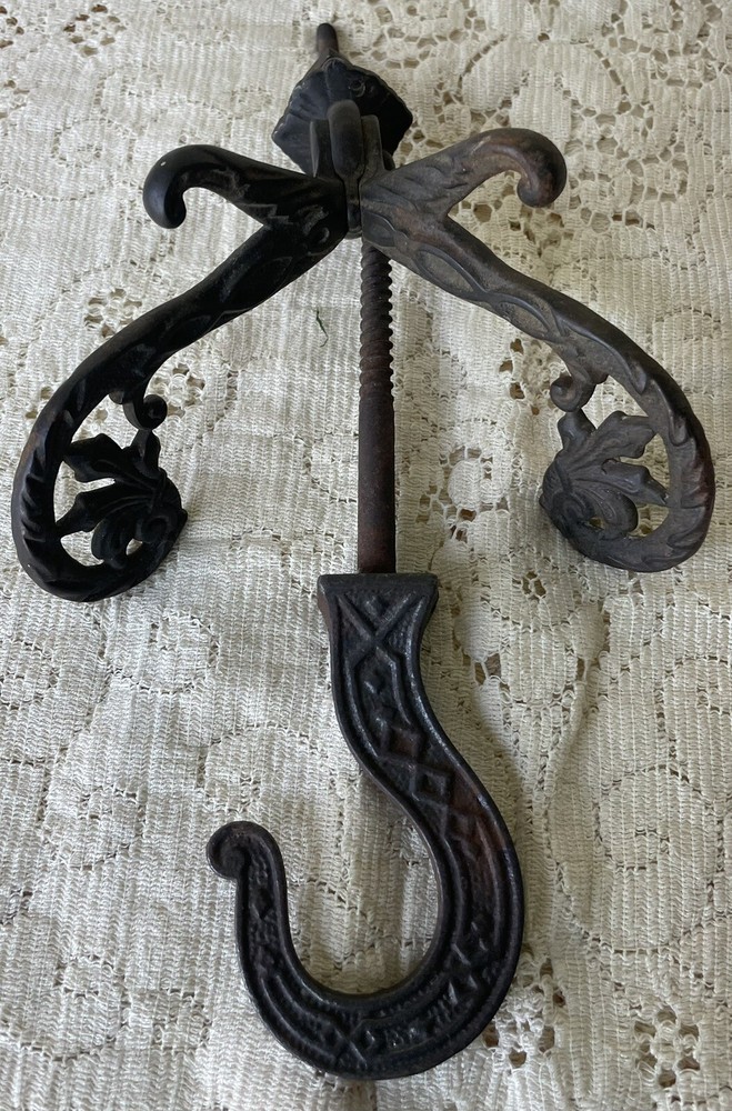 Antique Cast Iron Hooks, Halltree Hook & Lamp/Birdcage Hook