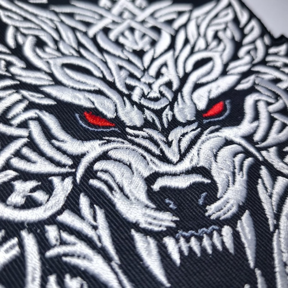 Viking Wolf Back Patch Embroidered Large Norse Biker Jacket Vest Patch