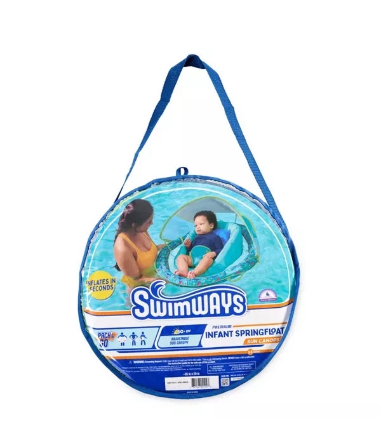 NEW~ Swimways Premium Baby Spring Float with Sun Canopy 3-9 months Blue Shark