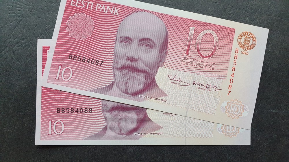 ESTONIA 10 krooni 1992, BB, UNC pair