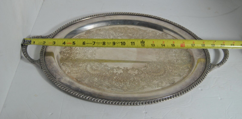 WM ROGER 3680 Avon Silver Plated Oval Serving Tray with Handles 20 1/2"