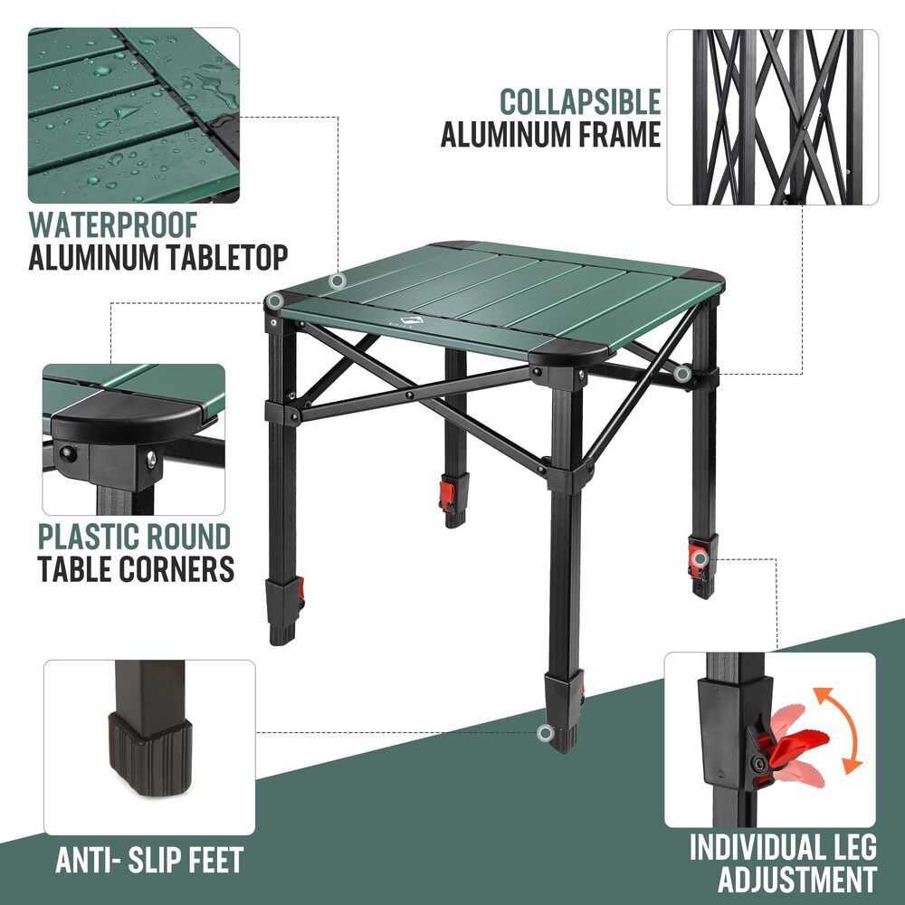 VILLEY Medium Folding Camping Square Table with Carry Bag Aluminum Square Table