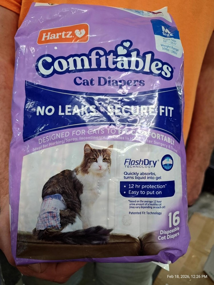 Hartz Comfitables Cat Diapers, Size Med 12 Count, Comfortable & Secure Fit.