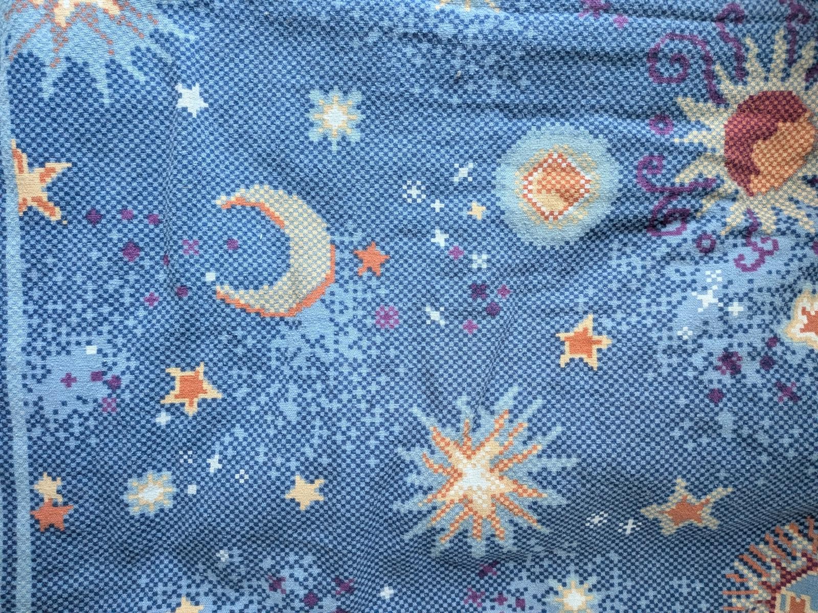 Y2K Vintage Celestial Twin Bedding Sheet Sun Moon Stars Blue Whimsigoth 90's