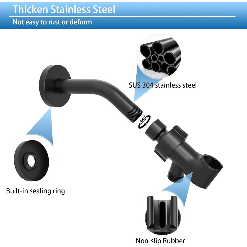 Shower Head Holder Bracket for Handheld Shower Head with 6 inch Adjustable