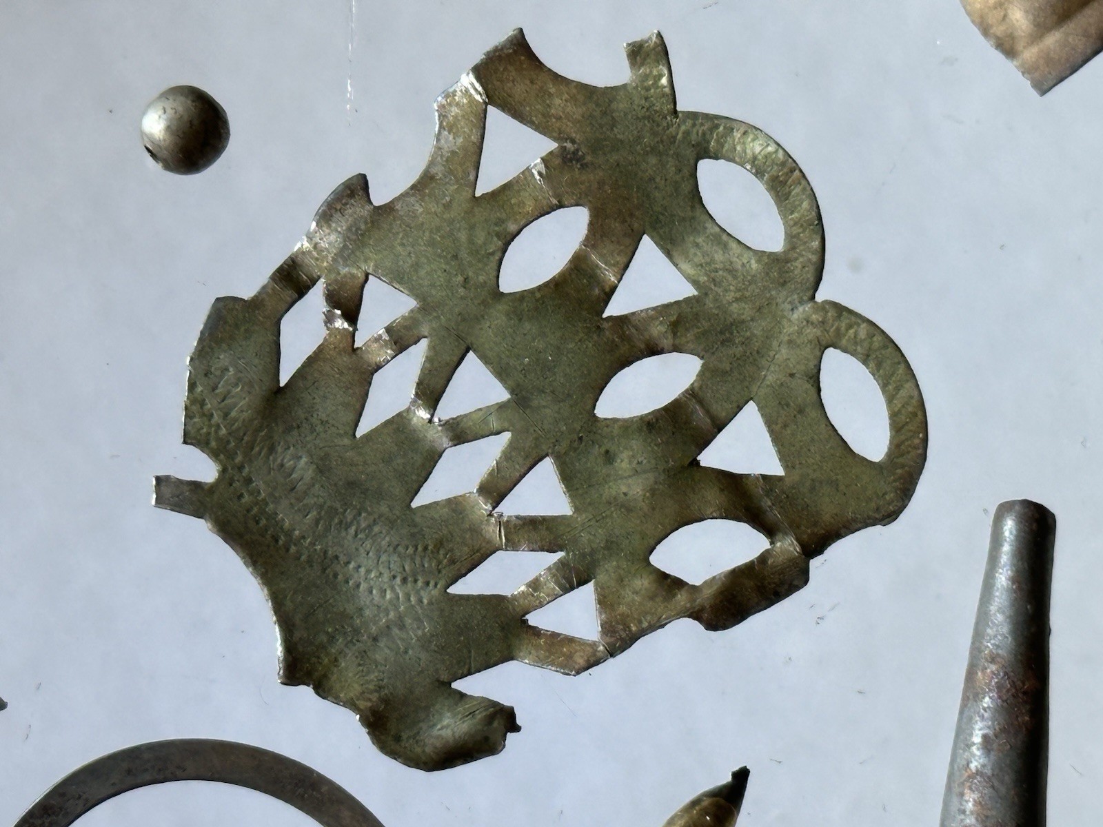 1700's SILVER FUR TRADE ERA LOT - BROOCH GORGET PIN RING BEAD ~ NICE COLLECTION