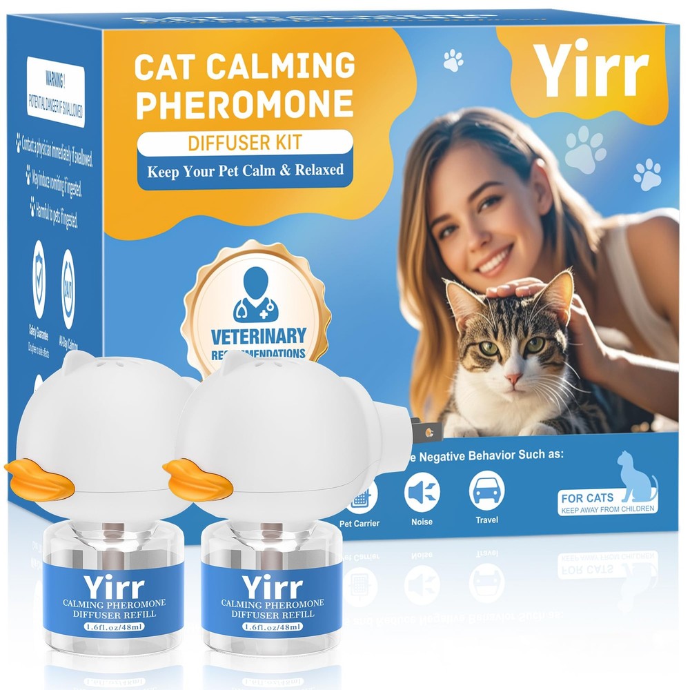 Yirr Cat Calming Diffuser, 4 in 1 Kitten Pheromones 2Diffuser 2Refill