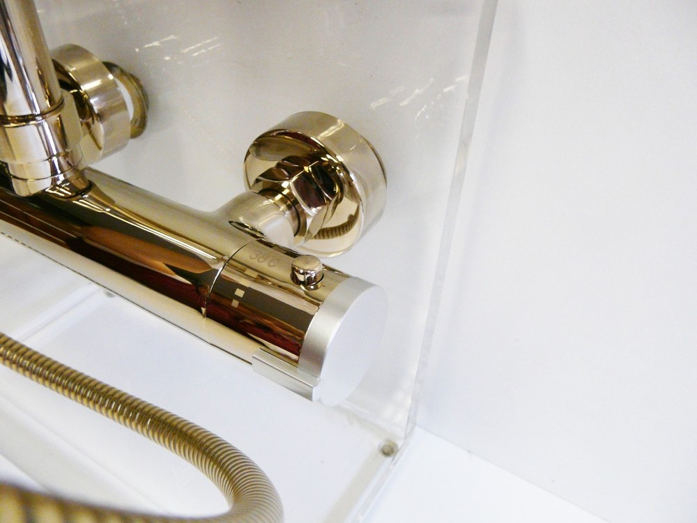 Chute Rain Shower Solid Brass, Shower System, Shower Head, Thermostat, New, Java