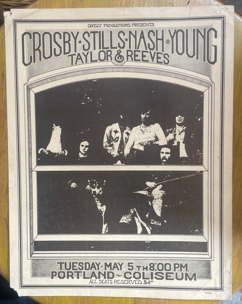 Crosby Stills Nash  Young …Concert Portland Coliseum l Poster Randy Tuten