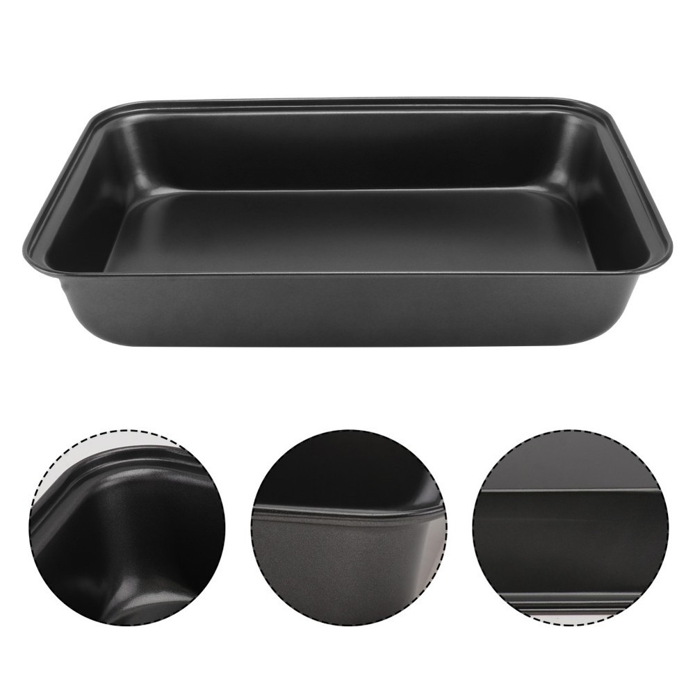 1Pc Baking Plate Bakeware BBQ Pan Practical Kitchen Food Container (Black)