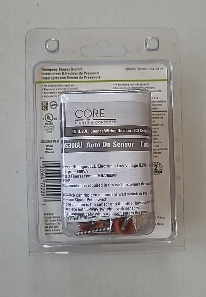 Cooper Wiring Device White Occupancy Sensor Switch Automatic On 600W/VA (B1-G18)