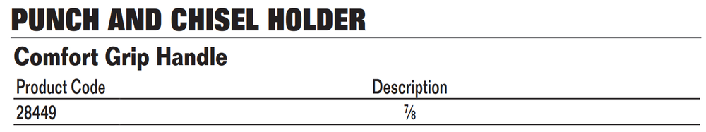 Punch & Chisel Holder, Comfort Grip Handle, Williams 28449