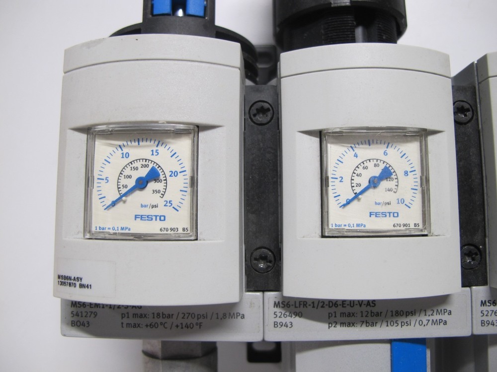 FESTO MS6 Compressed Air System Pressure Sensor Regulator Pneumatic EM1 LFR LF