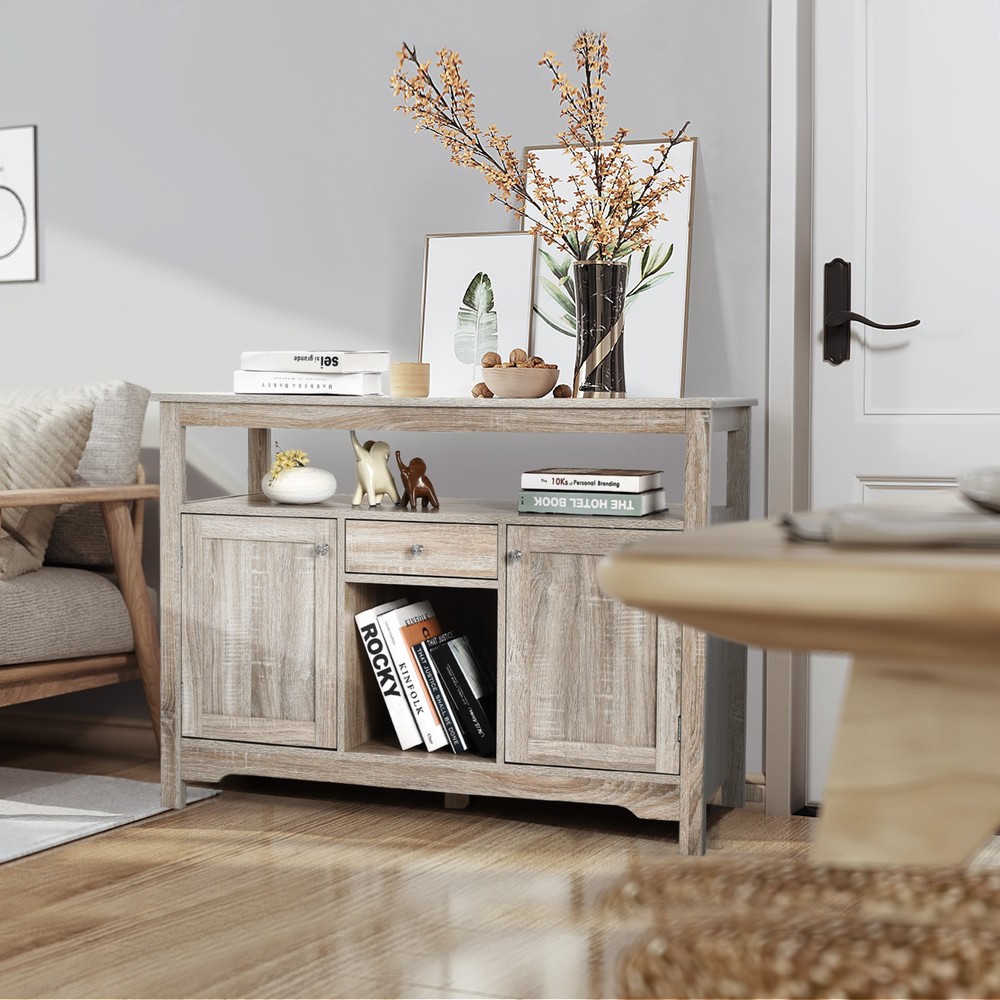 Buffet Server Sideboard Wine Cabinet Console Table Dining Room w/Storage Grey