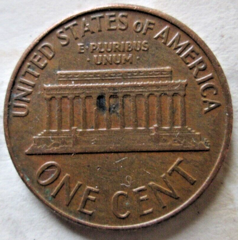 1961-D MEMORIAL, OBVERSE PEELING LAMINATION ERROR, BROWN, XF, CIRCULATED