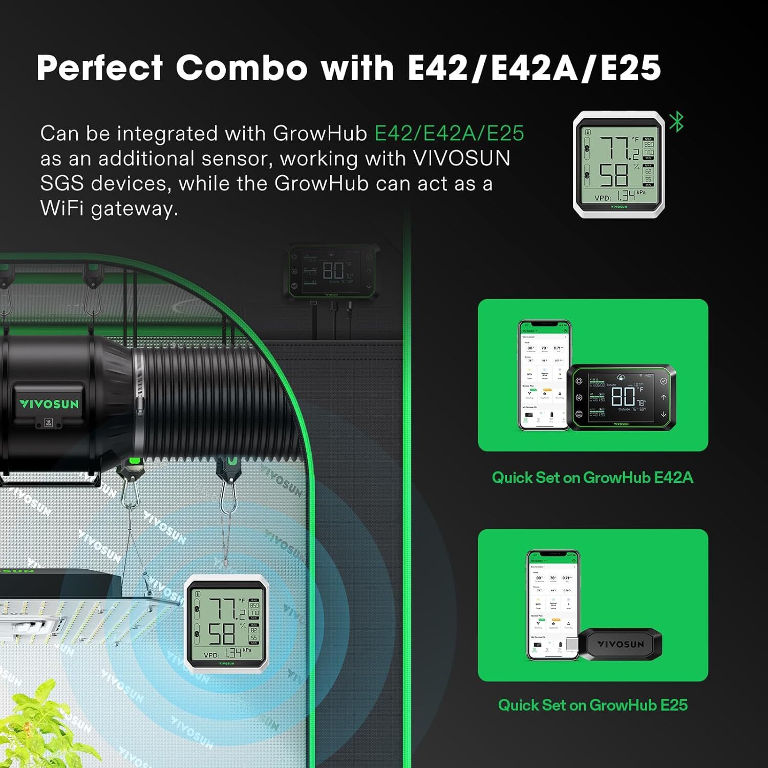 VIVOSUN Bluetooth Hygrometer Thermometer Indoor,Temperature Humidity Meter Alarm