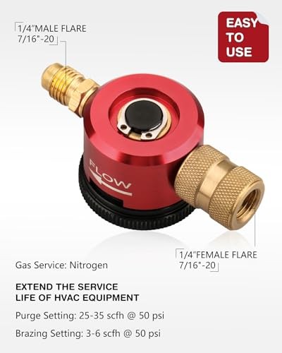 Nitrogen Purging Tool,Hvac Tool for Quickly And Easily Adjusting Nitrogen,Red