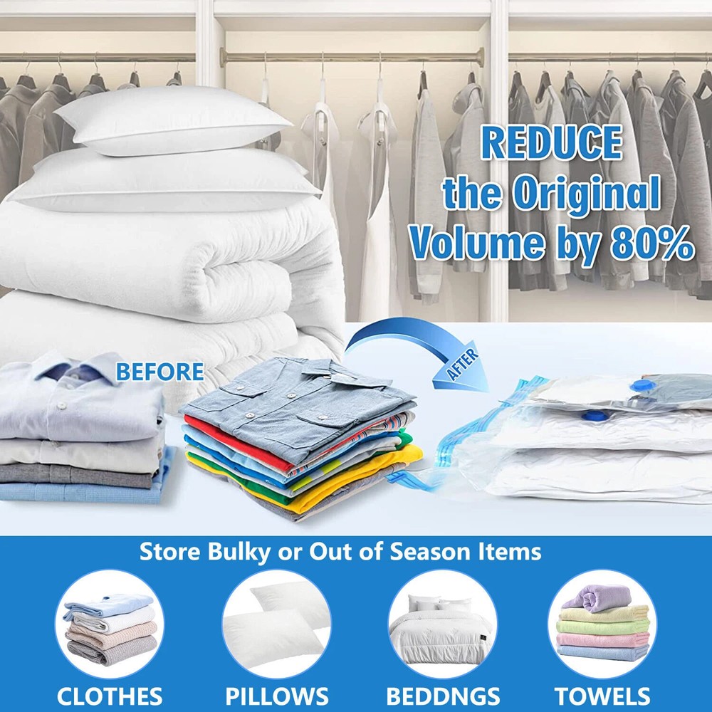 24 Jumbo Vacuum Storage Bags Travel Clothes Organizer, New