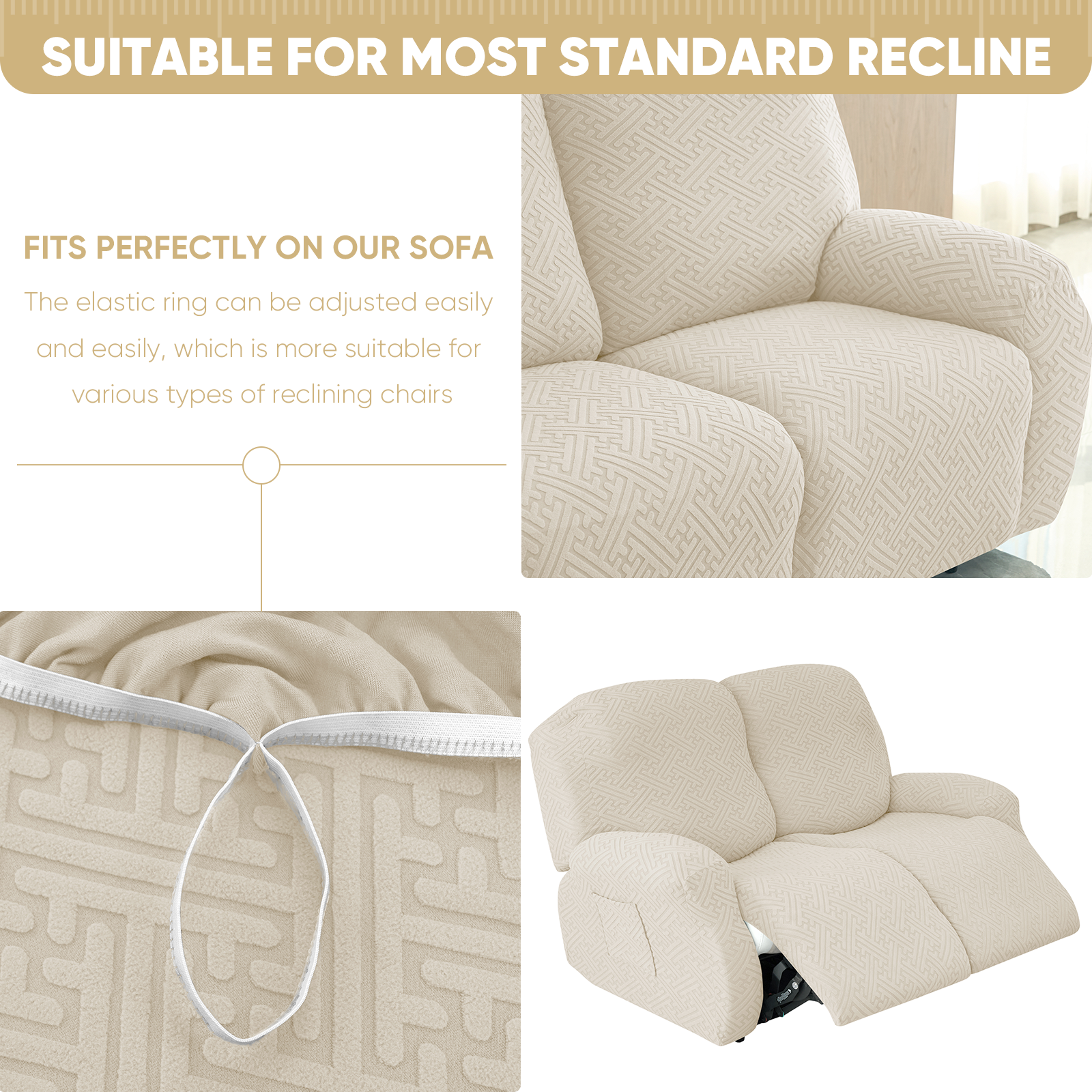 1/2/3 Seater Elastic Recliner Sofa Cover Stretch Armchair Covers Couch Slipcover