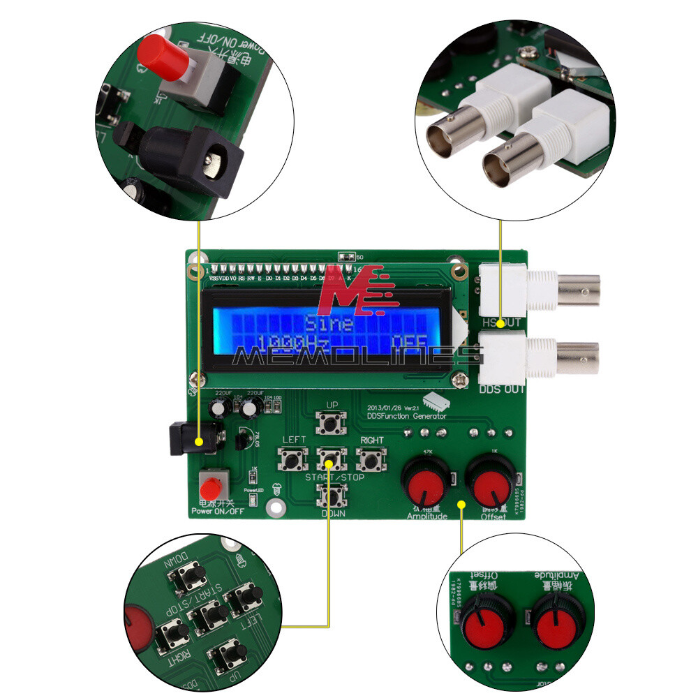 LED DDS Function Signal Generator Module Kit Sine Square Sawtooth Triangle Wave