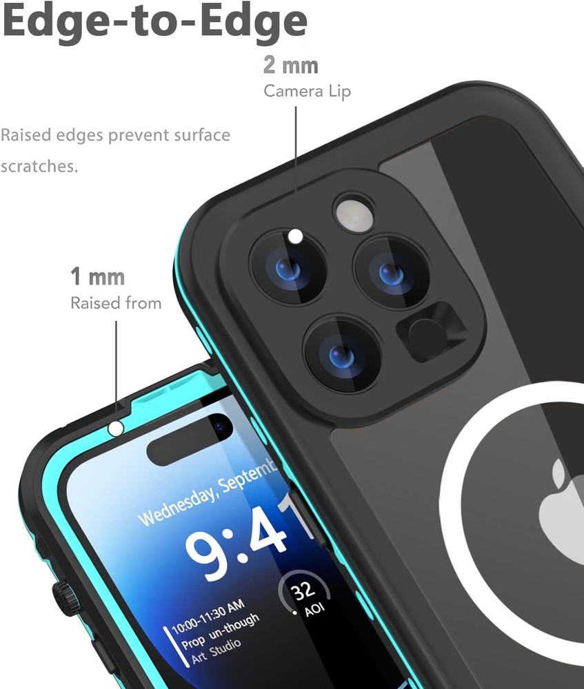 For iPhone 14 15 Pro Max / Plus Waterproof Case MagSafe Cover Screen Protector