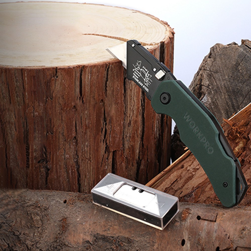 WORKPRO Stainless Folding Utility Knife Quick-change Blade Heavy Duty Box Cutter