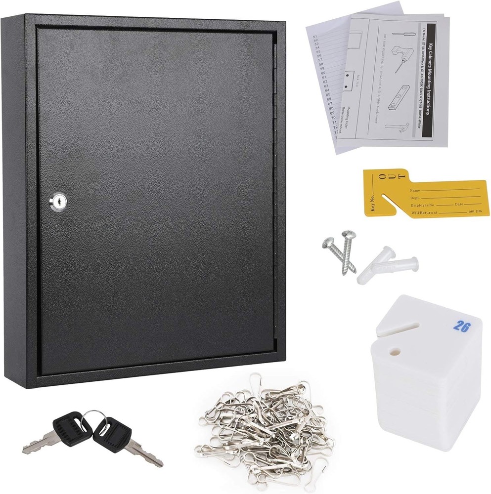 Secure Key Storage Box with 100 Key Rings
