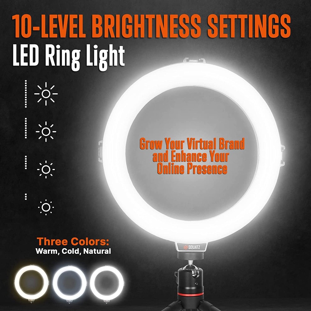 Squatz SQTCK-2 8" Ring Light With Desktop Tripod+ Panor