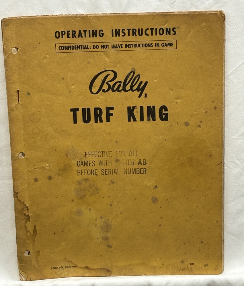 ORIGINAL-BALLY-TURF KING-OPERATING INSTRUCTIONS