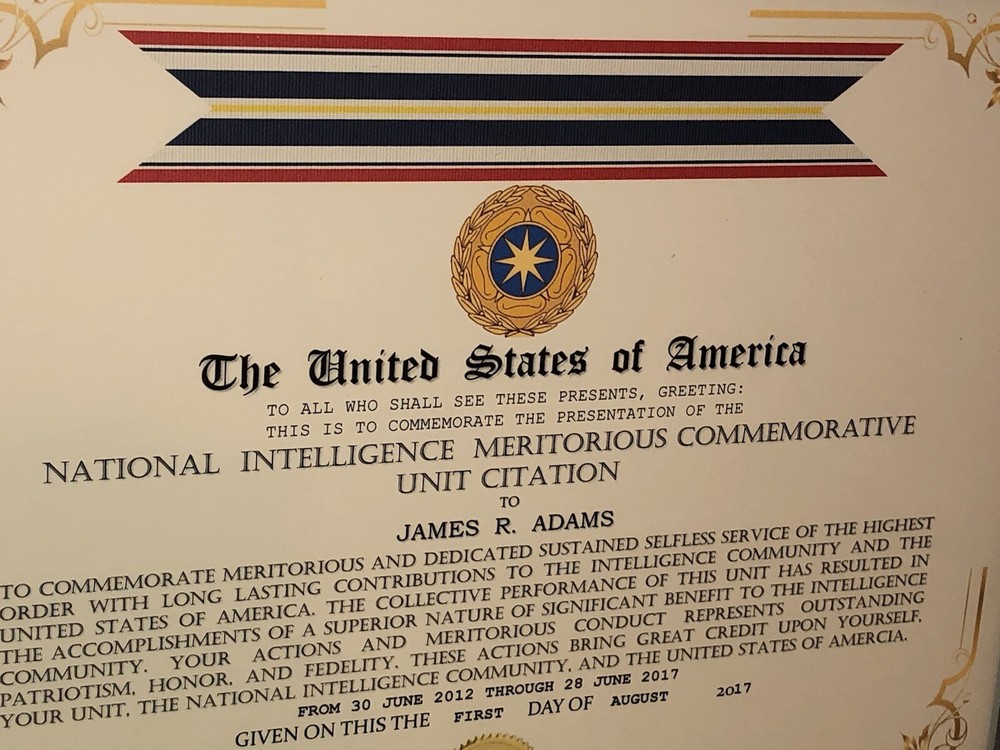 NATIONAL INTELLIGENCE MERITORIOUS COMMEMORATIVE UNIT CITATION CERTIFICATE Type-1