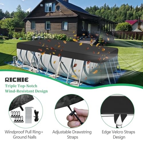 12-18FT Rectangular Pool Cover, Oval Solar Pool 12-18 ft Rectangular and Oval