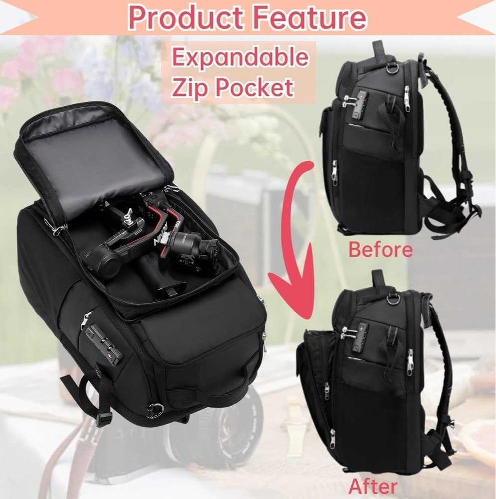 Camera Backpack Large, Waterproof Camera Bag for Mirrorless and DSLR with TSA...