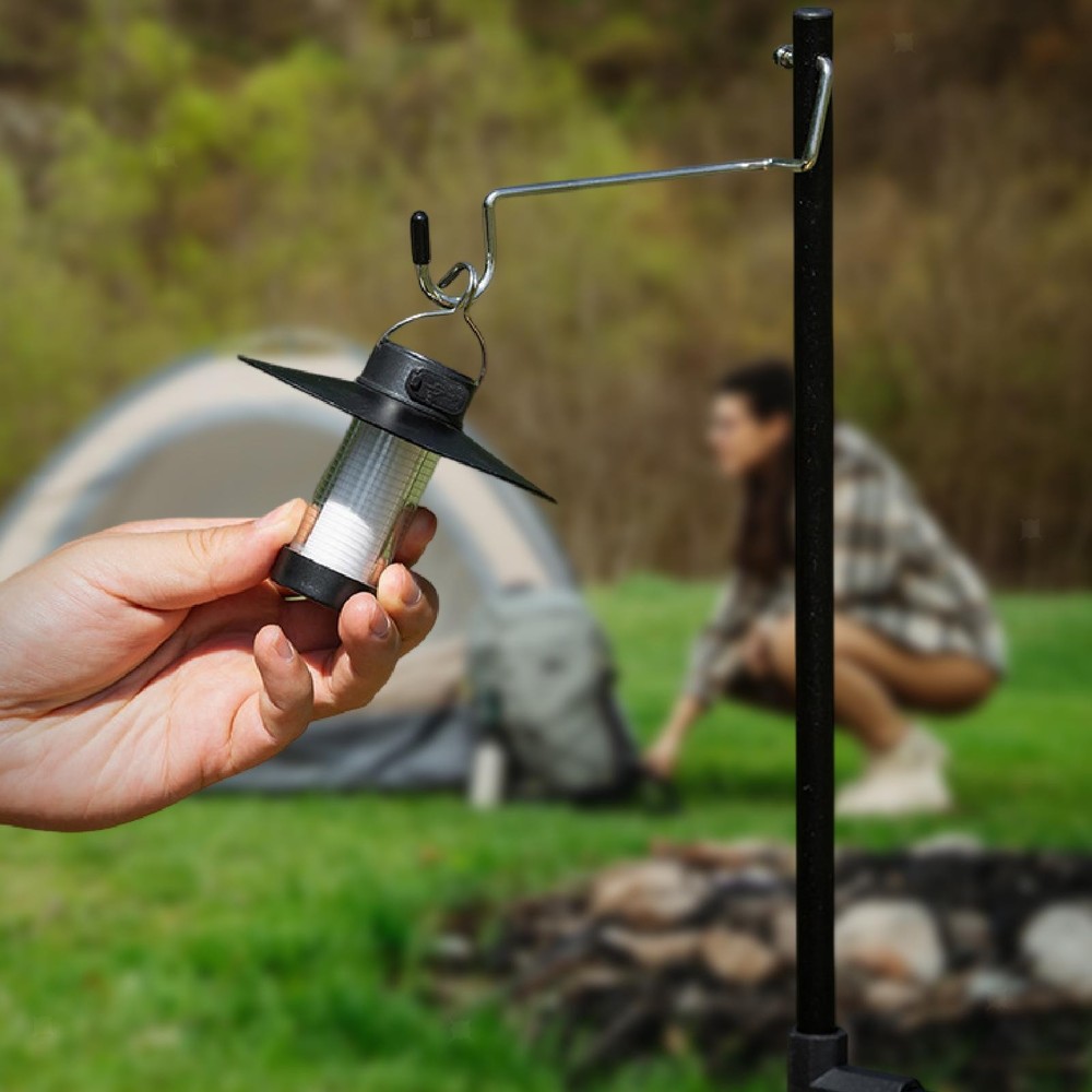 Camping Lantern Pole Hooked Stand Compact for Outdoor Activities Quick