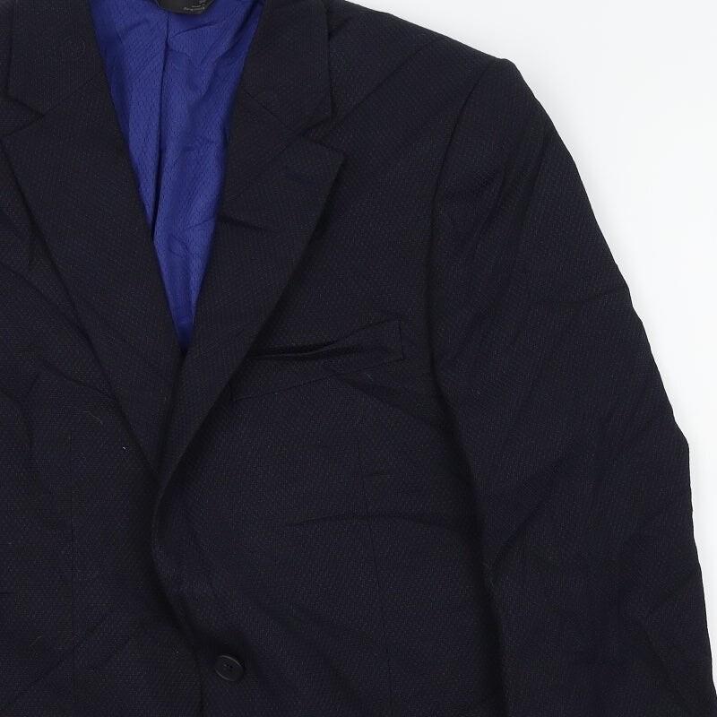 M&S Mens Blue Polyester Blend Jacket Suit Jacket Size 38