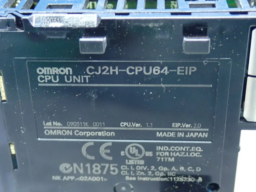OMRON CJ2H-CPU64-EIP CJ-SERIES CPU MODULE UNIT 160K DATA MEMORY CAPACITY, 25