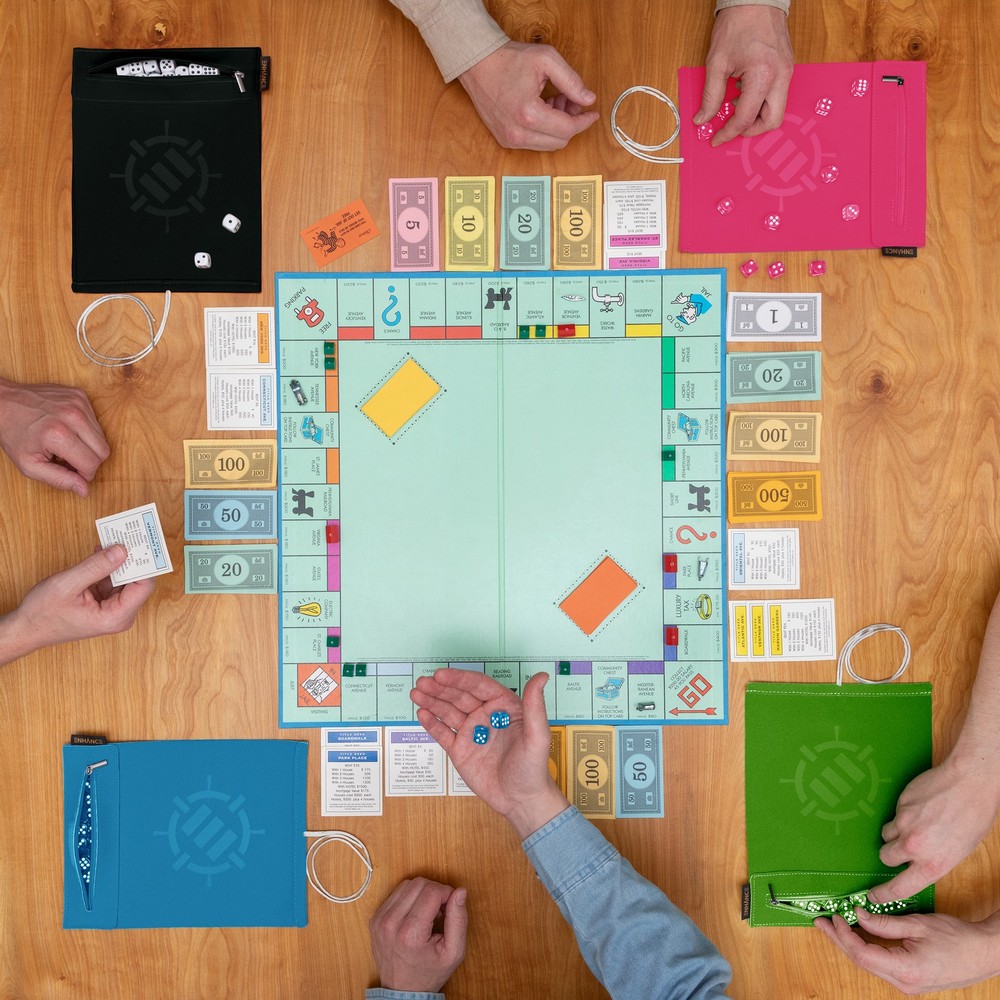 ENHANCE Roll on a Scroll™ Dice Rolling Mat & 12pc 6 Sided Dice Set