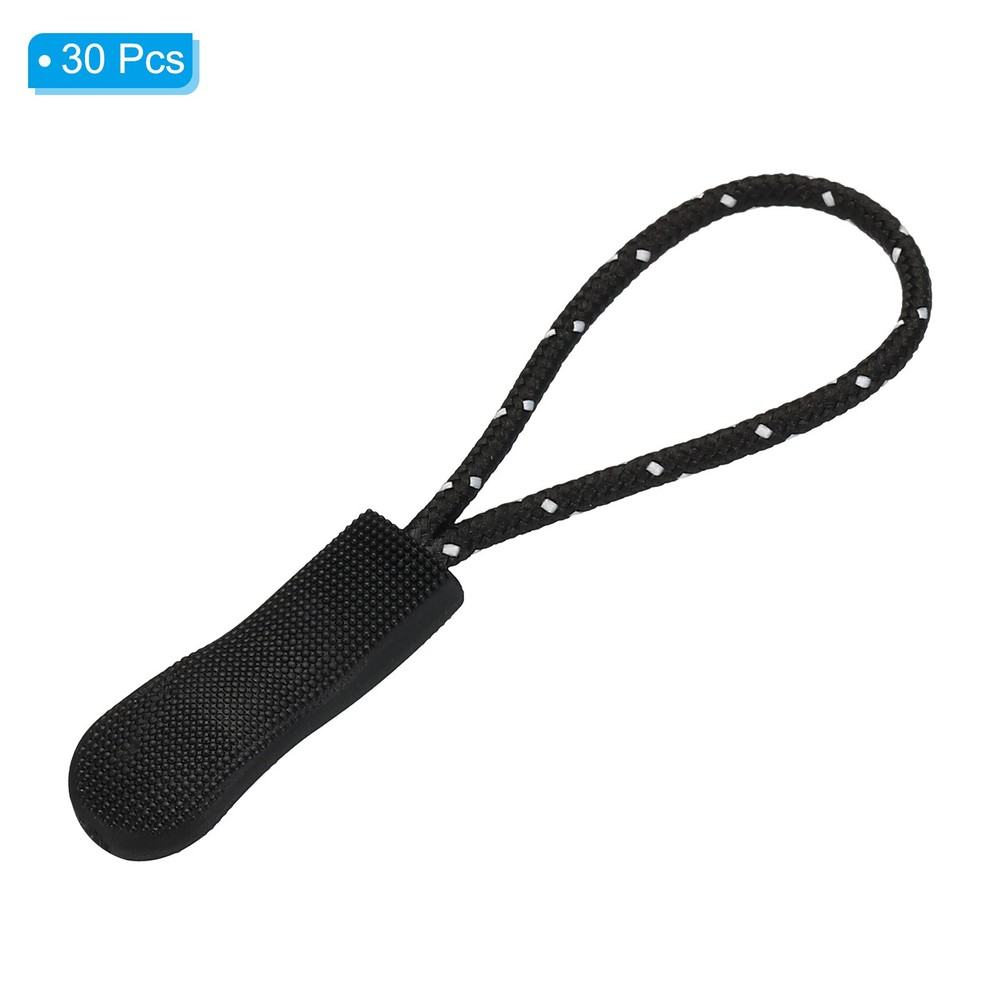 Zipper Pulls Replacement 30pc Extension Cord Handle Fix Tag Extender Black White
