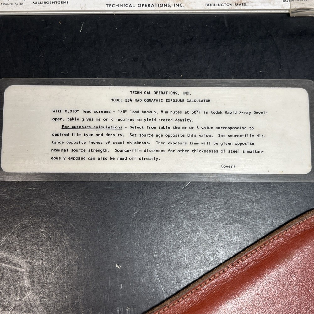 Radiographic Exposure Slide Rule Calculator - Model 534 With Reference Card