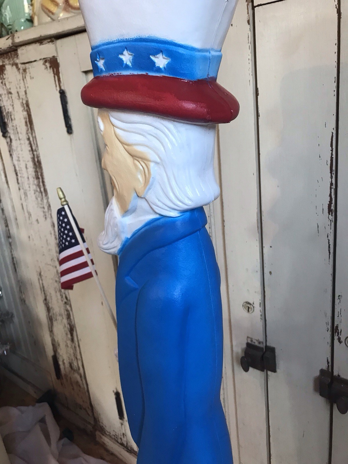 Blow Mold Nostalgic American Uncle Sam With Flag Made In America Union Products