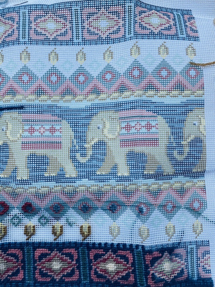 Coleshill Collection Needlepoint Kit Elephant Boho MCM Multicolor 11” By 14.5”