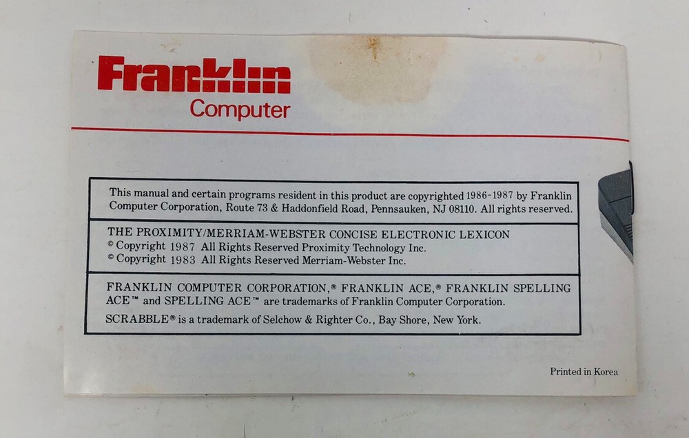 Franklin Computer Spelling Ace Electronic Spell Checker