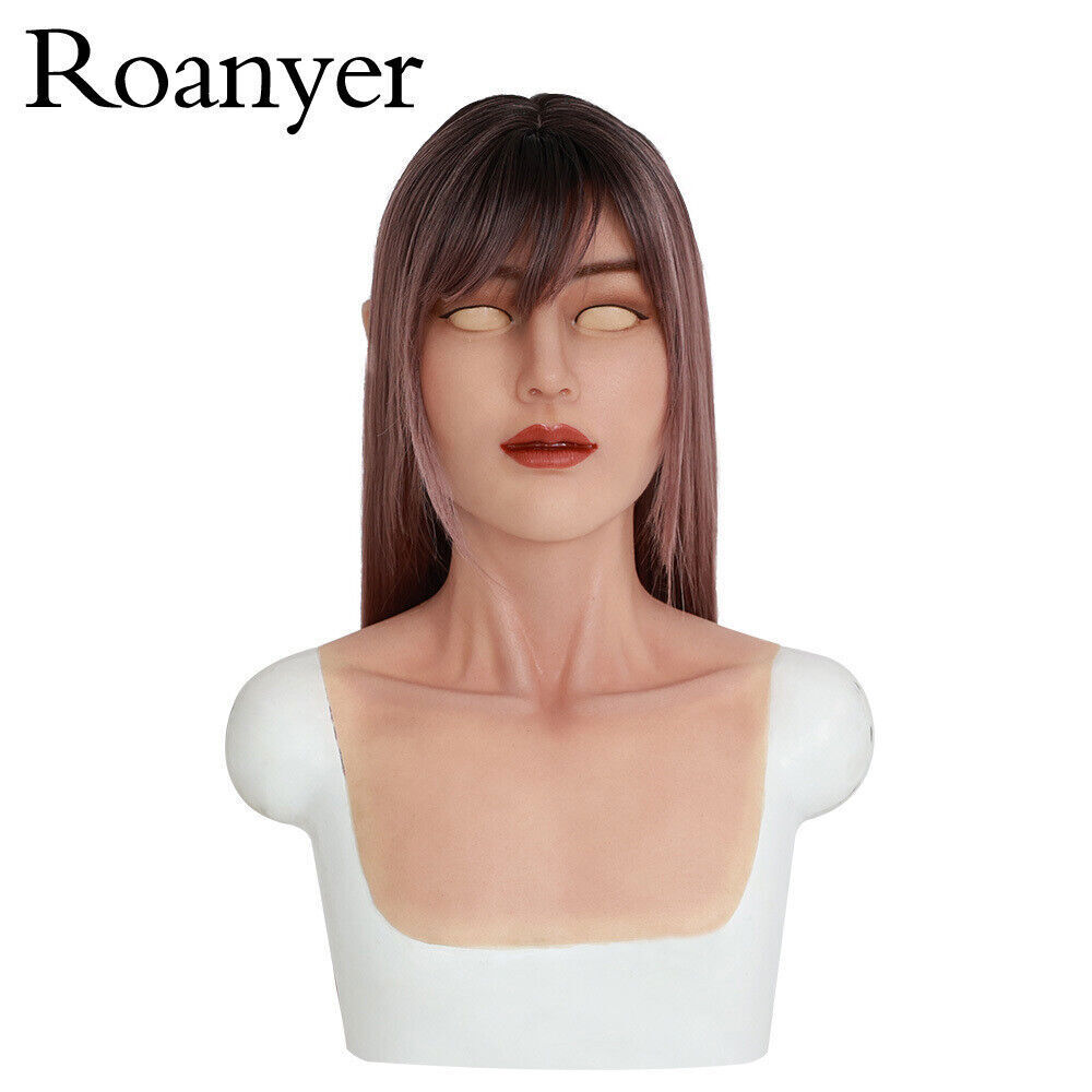 Roanyer Silicone Female Realistic Fancy Human Skin Mask Neck Cover Crossdresser