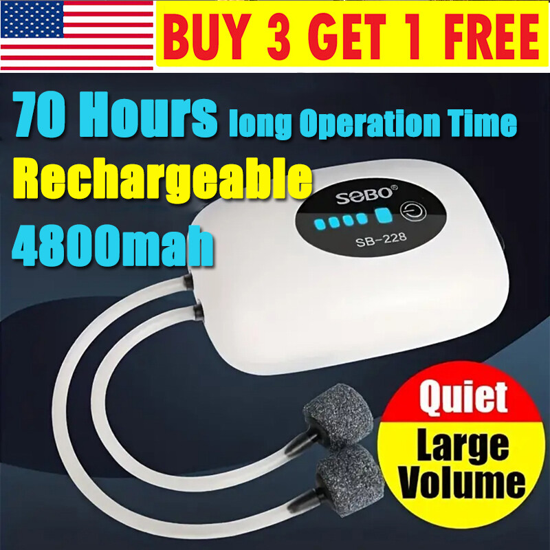 Air Pump Rechargeable Aerator Oxygen Pump USB Portable Air Bubbler For Fish Tank
