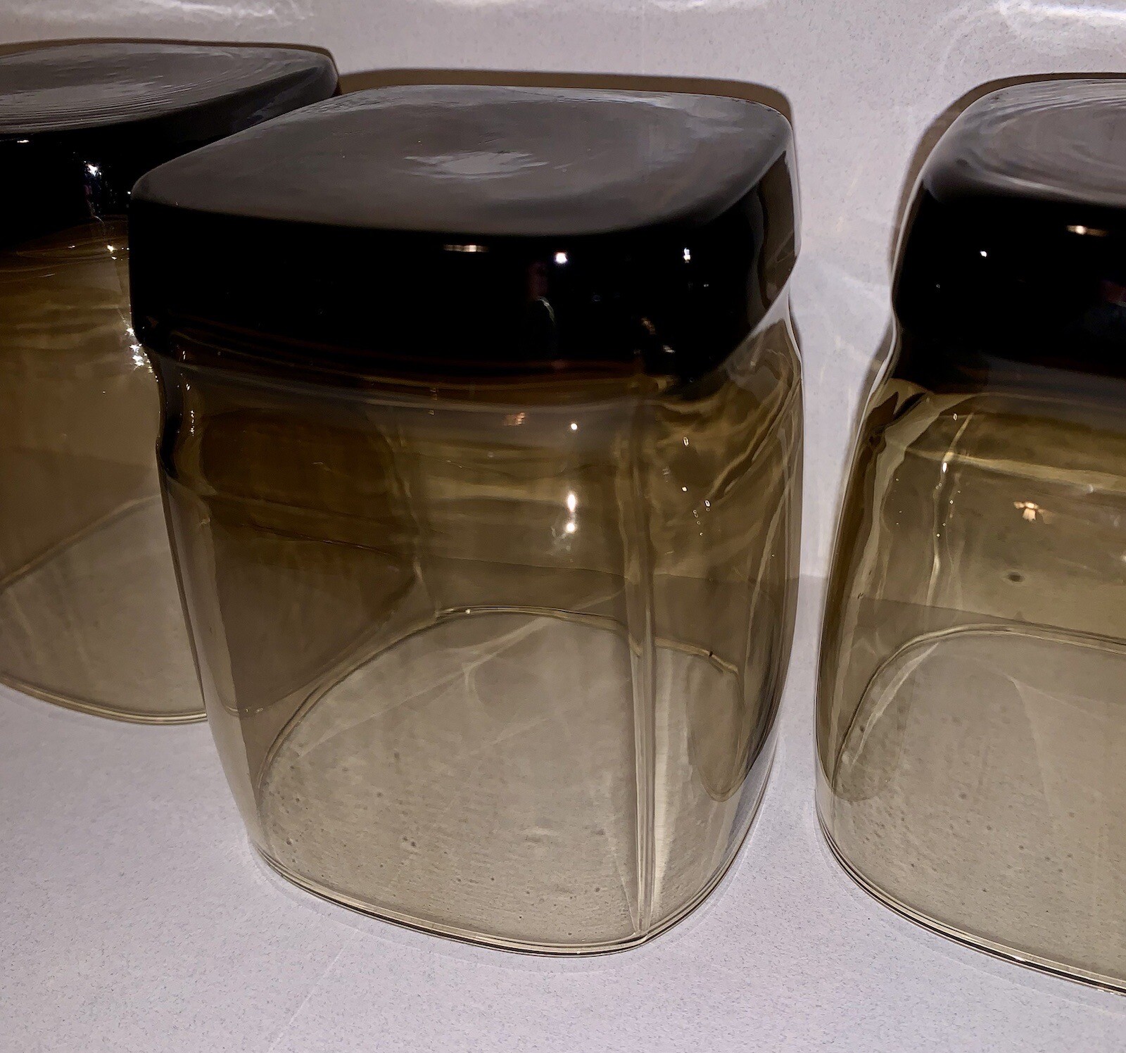 4 LIBBEY Carrington Glasses Tawny Brown Square Bottom Whiskey Rocks