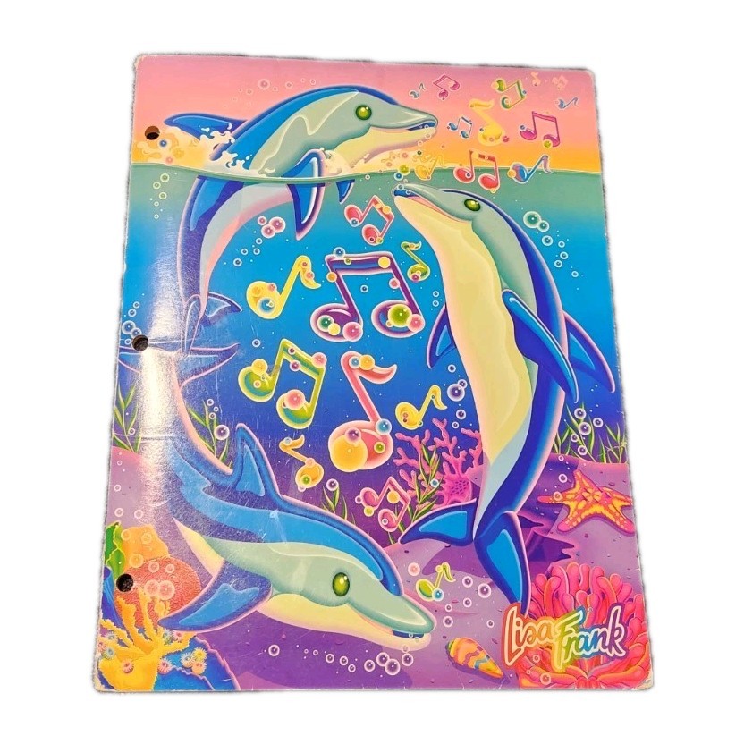 Lisa Frank Singing Dolphins Folder Vintage Fantastic World