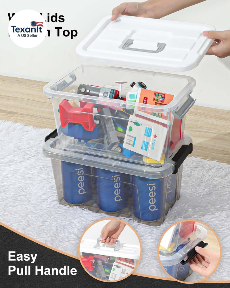 Plastic Storage Bins with Lids 6 Pack Storage Organizer, 7 Quart Stackable Stora