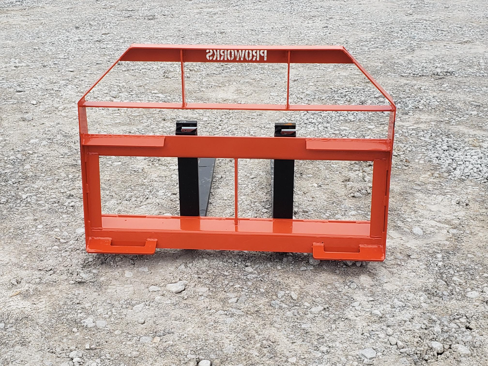 48" Root Rake Clam Grapple and 42" Long Pallet Forks Attachment ComboQuickAttach