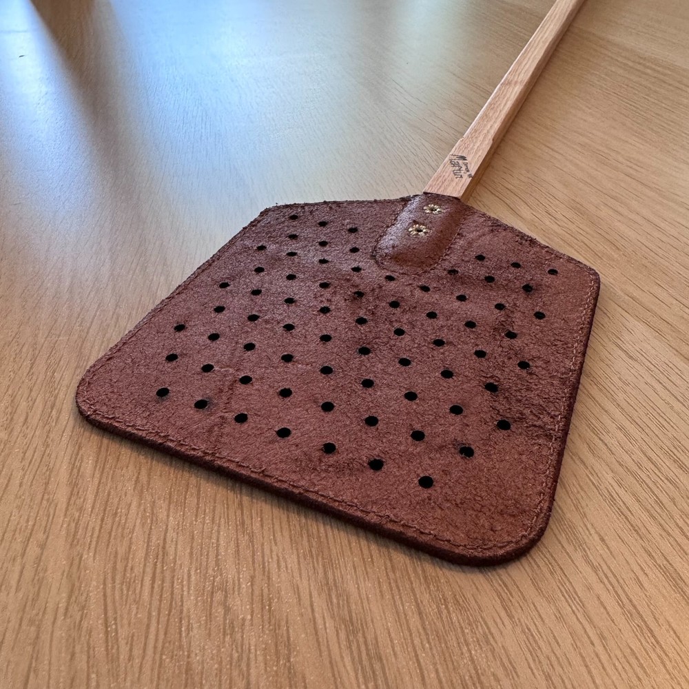Heavy Duty Leather Fly Swatter with Hickory Handle
