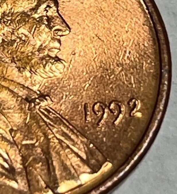 1992 BU Penny Date Error Missing Part Of 2 Toning