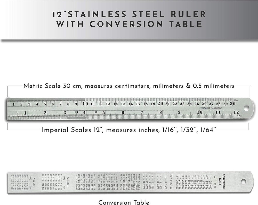 12-Inch Architectural and Engineering Scale Ruler Set (Imperial) | Laser-Etched